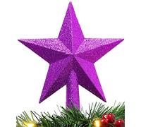 Christmas Concepts® Decorazione per albero di stelle con glitter da 20 cm - Decorazione per albero di Natale (Viola)