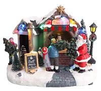 Christmas Concepts® LED illumina la scena del villaggio di Natale - 8 "/ 20cm (Negozio di alberi di Babbo Natale)