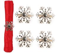 Christmas Concepts® Set di 4 portatovaglioli d'oro - Portatovaglioli di Natale di Lusso - Impostazioni da tavola (Fiocco di Neve)