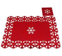 Christmas Concepts® Set di tappetini e sottobicchieri in Fiocco di Neve in Feltro Rosso a 8 Pezzi - 4 tovagliette + 4 sottobicchieri