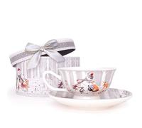 Christmas Concepts® Snowman & Friends Deluxe Ceramic Tableware Range - Set di Tazze e piattini da tè da 6,3 Once con Scatola Regalo Decorativa Abbinata
