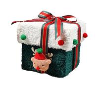 Christmas Cookie Box Set, Flannel Material, 12 x 12 x 13 cm, Red Square Container with Handle, for Holiday Treats, Party Favours, Office Gift and Decorations
