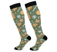 Christmas Cookie Calze Compressione Traspiranti Calzini Corsa Calze A Compressione Per Escursioni Supporto Atletica 50Cm