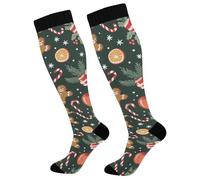 Christmas Cookie Calze Compressione Uomo Calzini Alti Traspiranti Calze A Compressione Per Escursioni Atletica Giri In Bici 50Cm