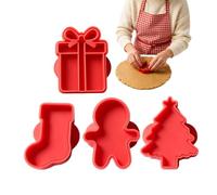 Christmas Cookie Cutters 4 pezzi Pie Crust Stamps Bakng Tool | Cookie Press Moulds for Bakers Parents Beginners Profesionals Home Apartment School Project Gathering Themed Event
