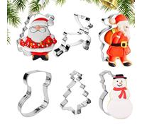 Christmas Cookie, Holiday Cookie, Stainless Steel, 6x Stainless Steel Cookie Handmade Christmas Cookie Molds with Different Shapes for Festive Holiday Baking
