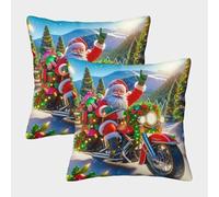 Christmas Coperchio Per Cuscino Stampato in 3D Cuscino Quadrato Decorativo Per La Casa Santa Claus Set Di Coperchietti Per Cuscini Standard Da 2 Pezzi Set Di Custodie Per Divano Divano Camera Soggiorn