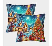 Christmas Coperchio Per Cuscino Stampato in 3D Cuscino Quadrato Decorativo Per La Casa Santa Claus Set Di Coperchietti Per Cuscini Standard Da 2 Pezzi Set Di Custodie Per Divano Divano Camera Soggiorn