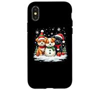 Christmas Corgi Cuccioli Pupazzo di Neve Cane Trio Babbo Natale Neve Custodia per iPhone X/XS