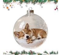 Christmas Corgii Ornaments - Clear Dog Balls, Shatterproof Trasparente Puppy Christmas Tree Ornaments | Clear Shatterproof Hanging Balls for Holiday Decoration | Cute Corgii Memorial Gift for Home