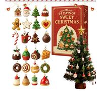 Christmas Countdown - 2025 Dessert Advent, 2D Flat Dessert Pendant Calendar Advent with 24 Mini Sweet Ornaments | Festive Countdown for Christmas Tree | Winter Holiday Celebration and Family Gathering