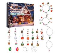 Christmas Countdown - 24 Day Bracelet Set, Beads and Jewelry Supplies, Vibrant Bead Assortment, Daily Reveal Box, Advents Activity Kit, Perfect for Family and Friends Bonding