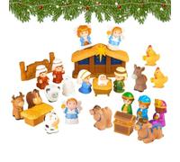 Christmas Countdown - 25 Days Funny Cute Festive Nativity Scene Mini | Holiday Countdown Calendar Christmas Decor for Kids Boys Girls Adults Home Office School Farmhouse Winter Party