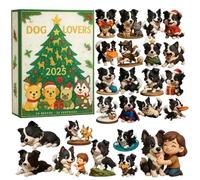Christmas Countdown, 2D Acrylic Dog Ornament Decoration, 24 Days Christmas Countdown Ornament, Cute Pet Themed Holiday Decor for Seasonal Events, Halloween, Ringraziamento, 10,24 x 7,09 pollici
