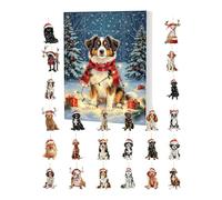 Christmas Countdown - 2D Acrylic Dog Pendant, Keychain Countdown Calendar With 24 Acrylic Keychains Toy Gift, Christmas Decorations | For Teens Holiday Kids Seasonal Halloween Thanksgiving Adults