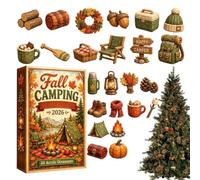 Christmas Countdown - 2D Acrylic Fall Camping Theme Pendant Ornament | 24 Days Holiday Countdown for Home Room Apartment Workplace Dorm