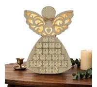 Christmas Countdown Advent - Light Up Wooden Angel Calendar | Build Holiday Excitement With A 24-day Wooden Featuring An Elegant Illuminated Angel Silhouette.