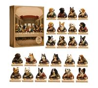 Christmas Countdown Box, 2D Flat Acrylic Dog Eat Dinner Design Toy | 24 Days Christmas Countdown for Adults, Kids, Boys, December Party