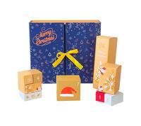 Christmas Countdown Box - Empty Boxes for Holiday Treats, Foldable Containers with 24 Day Advent Style, Festive Decoration for Boys, Girls, Adults, 13.19x12.01x3.15 Inches