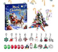 Christmas Countdown Bracelet Calendar, 24-Day Advent Jewelry Making Kit, 6.69x7.87 inches Compact Cute Handmade Fashion Bracelet Gift Set with Light for Boys and Girls