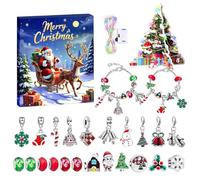 Christmas Countdown Bracelet Kit, Holiday Charm Jewelry Set, Bead Calendar with Lights, 24 Pieces Handmade Craft Accessories, Festive for Kids for Advent Fun, 6.69x7.87 Inches