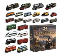 Christmas Countdown Calendar - 200g Mini Train Flat Acrylic Figurine Model | 24 Days Of Car Toy Countdown For Kids, Adults, Families, Christmas, Holiday, Party, Offices, Home, Shelf, Room,