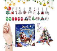 Christmas Countdown Calendar, 24-Day Charm Bracciale Kit, Jewelry Making Set, Cute Handmade Beads with Light, for Kids, Boys, Girls, Holiday Fun Home Living Room and More