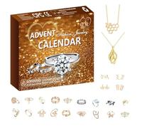 Christmas Countdown Calendar, 24 Day Jewelry Pendant Charm Rings, Earrings Necklace Gift Sets, Holiday Charm Set Advents for Holiday Celebrations, Seasonal Surprises and Festive Fun