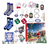 Christmas Countdown Calendar - 24 Day Sports Accessory Calendar, Interactive Countdown Set, Baseball Themed Collectibles, for Players and Families, Holiday Home Display, 10.63x9.65x1.97 Inches