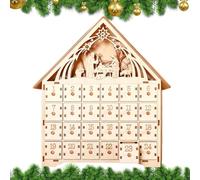 Christmas Countdown Calendar - 24 Day Wooden House Shape, Table Cabinet | Christmas Countdown Calendar - Wooden 24 Day House for Holiday Counting | Tabletop Cabinet with Compartments Seasonal Home
