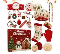 Christmas Countdown Calendar, 24 Days Accessories Box Set,Stocking Stuffers | Warm Winter Accessories, Complete Wear Set, For Limited Daily Fun, For Classroom Celebrations, 24 Items