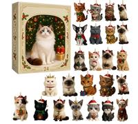 Christmas Countdown Calendar, 24 Days Christmas Countdown with Cat Pendants, Cat Lovers Acrylic Home Decor for Wreaths Tree December Holiday Shelf Door Window Car Living Room Bedroom Kids Teens