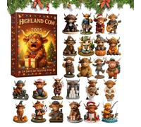 Christmas Countdown Calendar - 24 Days Holiday Acrylic Ornament Set, 2D Hangable Calendar Advent with Festive Designs, Creative DIY Party Favor for Family Activity, Home Wall Decor