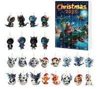 Christmas Countdown Calendar, 24 giorni Christmas Countdown Set 2D Flat Acrylic Dragon Pendant Keepsake For Kids Daughter Niece Family Teens Students Schoolbag Pencil Case Backpack