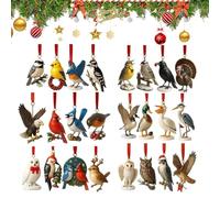 Christmas Countdown Calendar - 26x18 Cm 2d Acrylic Owl Pendants 24 Days Advent, Christmas Countdown Calendar, Multi Functional Hanging Ornament Set for Home Office Bedroom Kitchen Balcony Indoor Outdo