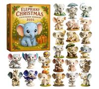 Christmas Countdown Calendar - 2D Acrylic Advent Ornament with 24 Elephant Figures | Winter Seasonal Wall and Window Decoration for Animal Lovers Holiday Display, 26x18x3cm