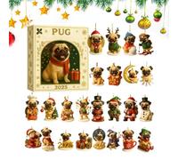 Christmas Countdown Calendar - 2D Acrylic Dog Ornament Set | Festive Holiday Décor For Farmhouse, Wall, And Home Displays | Perfect For Seasonal Decoration And Daily Countdown Fun