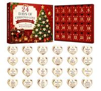 Christmas Countdown Calendar, 2D Acrylic Heart-Shaped Advent Ornament | 2D Acrylic Heart Design, 24-Day Love Countdown Ornament, for Women Men Adults Home Apartment Window Fireplace Living Room Bed