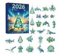 Christmas Countdown Calendar 2D Acrylic Marine Animal Tree Sea GlaOrnament