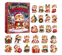 Christmas Countdown Calendar, 2D Acrylic Mini Tiger Collectible 24 Days | Festive Time Tracker, Inspires Excitement, Prevents Forgetfulness, Adds Decorative Charm, Perfect for Holiday Homes and Seaso