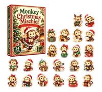 Christmas Countdown Calendar, 2D Acrylic Monkey Pendant, Holiday Hanging | Cute Monkey Design Creates Festive Charm Daily Countdown Display Lightweight Acrylic Pendant For Seasonal Decorating