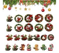 Christmas Countdown Calendar - 2D Acrylic Pendant Countdown Decor, 24 Day Holiday Surprise Gift Set, Flying Dragon Theme, Use for Home Tree Wall Car Mirror, Seasonal Decoration, 10.24x7.09x1.46 Inch
