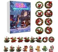 Christmas Countdown Calendar - 2D Acrylic Pendant Countdown Decor, 24 Day Holiday Surprise Gift Set, Flying Dragon Theme, Use for Home Tree Wall Car Mirror, Seasonal Decoration, 10.24x7.09x1.46 Inch