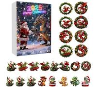 Christmas Countdown Calendar - 2D Acrylic Pendant Countdown Decor, 24 Day Holiday Surprise Gift Set, Flying Dragon Theme, Use for Home Tree Wall Car Mirror, Seasonal Decoration, 10.24x7.09x1.46 Inch