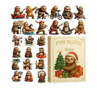 Christmas Countdown Calendar - 2D Acrylic Sloth Ornaments, 24-Day Holiday Countdown, Fun Festive Animal Decor for Animal Lover Home Wall Window Door, Seasonal Party Celebration, 11.02x6.3x1.18 Inches