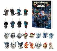 Christmas Countdown Calendar - 2D Flat Acrylic Dragon Pendant, 24 Days Christmas Countdown Set, Festive Design, for Planning, Holiday Decor Accessories, for Kids Niece Family Teens Students