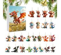 Christmas Countdown Calendar - Acrylic Tree Decor, 2d Holiday Dinosaur Pendant, Cute Ornament Hanging Accessory, Lightweight Party Favor | Portable Decoration For Car Living Room Bedroom Dorm