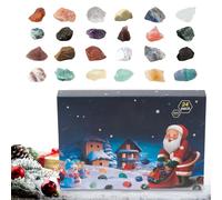 Christmas Countdown Calendar Advent, 21,5 x 14,7 x 3 cm Crystal Calendar Advent, Minerals Collection Ore Gem 24 Day Effortless To Use For Kids Women Men Teen Boys Girls Party Home Decor Holiday Season