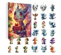 Christmas Countdown Calendar - Advent Calendars 2024 Christmas Dragon, Acrylic Dinosaur Pendant, Christmass Advent Acrylic Dinosaur Ornament | 24 Days Christmass Calendar Countdown For Home