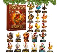 Christmas Countdown Calendar - Christmas Advent Chicken,Acrylic 2d 24 Day Acrylic Pendants | Christmass Ornaments Calendar For Holiday Birthday Party Offices Home Room Door Window